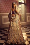 Buy_Etasha by Asha Jain_Pink Lehenga And Dupatta Metallic Tissue Textured Round Chevron Bridal Set _at_Aza_Fashions