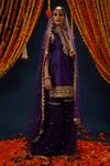 Buy_Preeti S Kapoor_Purple Silk, Net Gota Patti Round Neck Embroidered Kurta Gharara Set _at_Aza_Fashions