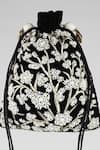 Clutch'D_Black Embroidered Velvet Potli Bag _Online_at_Aza_Fashions