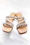 Buy_Foot Fuel_Cream Aspen Stone Studded Strappy Flats _at_Aza_Fashions