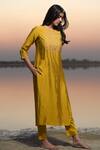 Buy_Tatwa_Yellow Handloom Chanderi Kurta And Pant Set _at_Aza_Fashions