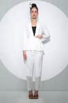 Buy_Pocketful Of Cherrie_White Crepe Plain Lapel Collar Peplum Jacket  _at_Aza_Fashions