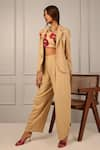 Buy_Style Junkiie_Beige Linen Plain Straight Trousers  _at_Aza_Fashions