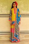 Buy_Swati Vijaivargie_Blue Silk Hand Embroidered Chevron Laila Dupatta _at_Aza_Fashions