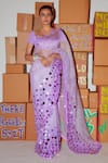 Buy_Nirmooha_Purple Nokia Silk Embroidery Sequins Sweetheart Neck Shaded Saree Set _at_Aza_Fashions