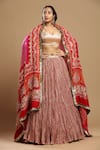 Buy_Etasha by Asha Jain_Gold Gajji Silk And Tissue Embroidered Textured Sweetheart Flared Lehenga Set _at_Aza_Fashions