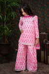 Buy_The Pony & Peony Co._Pink Cotton Printed Floral Kurta Set _at_Aza_Fashions