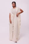 Buy_Onaya_Off White Chikankari Embroidery Thread Open Sequin Jacket Pant Set  _at_Aza_Fashions