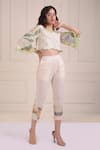 Buy_Shwetanga_Ivory Cotton Pearls Square Neck Printed Organic Cropped Pant Set _at_Aza_Fashions
