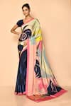 Buy_Naintara Bajaj_Blue Crepe Printed Digital Floral Abstract Saree_at_Aza_Fashions