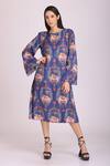 Buy Alpona Designs By Soham Acharya Blue Cotton Silk Animal Round And Floral Print Dress at Aza Fashions Buy_Alpona Designs By Soham Acharya_Blue Cotton Silk Animal Round And Floral Print Dress _at_Aza_Fashions