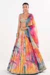 Buy_Cedar & Pine_Multi Color Brocade And Embroidery Kaleidoscope Lehenga Set For Women_at_Aza_Fashions