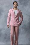 Buy_Sarab Khanijou_Pink Jersey Plain Zipper Jacket And Pant Co-ord Set _at_Aza_Fashions