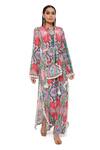 Buy_PS Pret by Payal Singhal_Pink Crepe Printed Enchanted Notched Kaftan  _at_Aza_Fashions