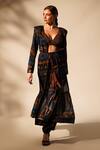 Buy_Nikita Mhaisalkar_Blue Georgette Sequins V-neck Aztec Print Jacket With Pant _at_Aza_Fashions