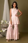 Buy Pds By Sneha Pink Silk Embroidery Pearls Round Flared Kurta And Sharara Set at Aza Fashions Buy_Pds By Sneha_Pink Silk Embroidery Pearls Round Flared Kurta And Sharara Set _at_Aza_Fashions