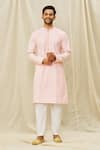Buy_Naintara Bajaj_Pink Art Silk Printed Geometric Straight Kurta Set_at_Aza_Fashions