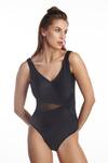 Buy_Kai Resortwear_Black V Neck Miracle Twist Front Swimsuit  _at_Aza_Fashions