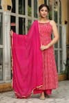 Buy Bairaas Magenta Georgette Print Sequins Square Neck Diamond Pattern Kurta Set at Aza Fashions Buy_Bairaas_Magenta Georgette Print Sequins Square Neck Diamond Pattern Kurta Set_at_Aza_Fashions
