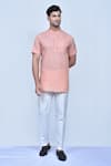 Buy_Arihant Rai Sinha_Peach Kurta Cotton Plain Short Pant Set _at_Aza_Fashions