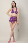 Buy_Limerick by Abirr N' Nanki_Multi Color 82% Polyester Print Paisley Zorion Bikini Set With Skirt  _at_Aza_Fashions