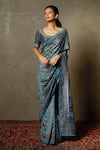 Buy_RI.Ritu Kumar_Blue Murshidabad Silk Tt Embroidered Floral Kulah Print Saree _at_Aza_Fashions