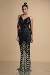 Buy Kommal Sood Black Lycra Stretch Net Graphic Pattern Work Spaghetti Gown at Aza Fashions Buy_Kommal Sood_Black Lycra Stretch Net Graphic Pattern Work Spaghetti Gown _at_Aza_Fashions