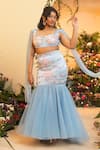 Buy_SAANJH BY LEA_Sky Blue Satin Embroidered Pearl Riana Mermaid Lehenga _at_Aza_Fashions