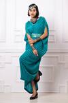 Buy_Megha Garg_Green Embroidery V-neck Printed Drape Kaftan Jumpsuit _at_Aza_Fashions