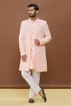 Buy_Arihant Rai Sinha_Peach Sherwani Embroidered Work Jacket And Sleeveless Set _at_Aza_Fashions