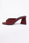 Buy_Doux Amour_Red Valencia Nebula Embellished Flare Heels_at_Aza_Fashions