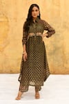 Buy_Label Niti Bothra_Green Pure And Handwoven Banarasi Silk With Bemberg Printed Kurta & Pant Set_at_Aza_Fashions
