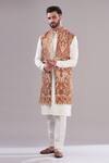 Buy_Kasbah_Multi Color Georgette, Cotton Embroidery Floral Kalamkari Work Long Open Shrug _at_Aza_Fashions