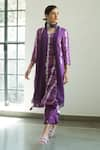 Buy_Gulaal_Purple Kurta  Muslin Silk Embroidered Hand-dyed Leheriya V Neck Palazzo Set _at_Aza_Fashions