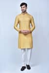 Buy_Arihant Rai Sinha_Beige Kurta Banglori Silk Plain And Pant Set _at_Aza_Fashions