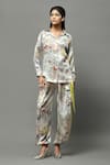 Buy_AK-OK_Multi Color Satin Printed Abstract Pattern Shirt And Joggers Co-ord Set  _at_Aza_Fashions