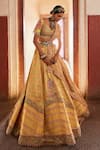 Buy_Aditi Gupta_Yellow Banarasi Woven And Embroidered Vintage Pattern Bridal Lehenga Set  _at_Aza_Fashions