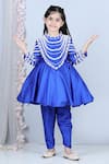 Buy_The Little Celebs_Blue Silk, Crepe Pearls Embroidered Kurta And Pant Set _at_Aza_Fashions
