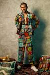 Buy_Esha L Amin_Multi Color Modal Satin Printed Big Tiles Joggers _at_Aza_Fashions