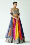 Buy_PRIYAL PRAKASH_Blue Lehenga Raw Silk Embroidered Zari And Sequin Work Panelled Set _at_Aza_Fashions