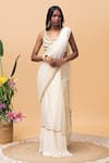 Buy_Rishi and Vibhuti_Ivory Embroidery Thread Carly Fringe Border Saree _at_Aza_Fashions