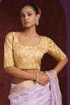 Buy_Weaver Story_Gold Satin Silk Woven Scoop Neck Blouse _at_Aza_Fashions