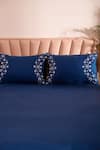 Buy_La Paloma_Blue 100% Tencel Embroidered Solid Bedsheet Set_at_Aza_Fashions