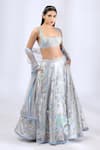 Buy_Neha Gursahani_Grey Cotton, Tulle, Lining Satin Thread, 3d Fairytale Embroidered Lehenga Set _at_Aza_Fashions