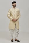 Buy_Arihant Rai Sinha_Gold And Art Embroidery Floral Motifs Sherwani Set _at_Aza_Fashions