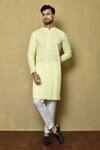 Buy_Aryavir Malhotra_Yellow Cotton Chikankari Embroidered Thread Full Sleeve Kurta And Pant Set _at_Aza_Fashions