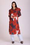Buy Alpona Designs By Soham Acharya Red Cotton Silk Hibiscus Notched Print Puff Sleeve Dress at Aza Fashions Buy_Alpona Designs By Soham Acharya_Red Cotton Silk Hibiscus Notched Print Puff Sleeve Dress _at_Aza_Fashions