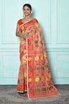 Buy_Samyukta Singhania_Beige Silk Cotton Woven Jamdani Blossom Saree _at_Aza_Fashions