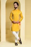 Buy_KUSTOMEYES_Yellow Cotton Kurta And Pant Set _at_Aza_Fashions