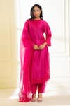 Buy OMANA BY RANJANA BOTHRA Pink Chanderi Shahin Placement Applique ...